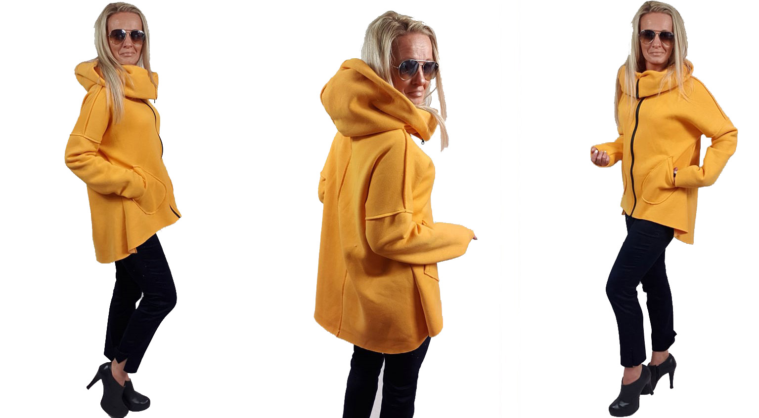 

Asymetryczna Bluza Tunika Kardigan Komin Kaptu XXL