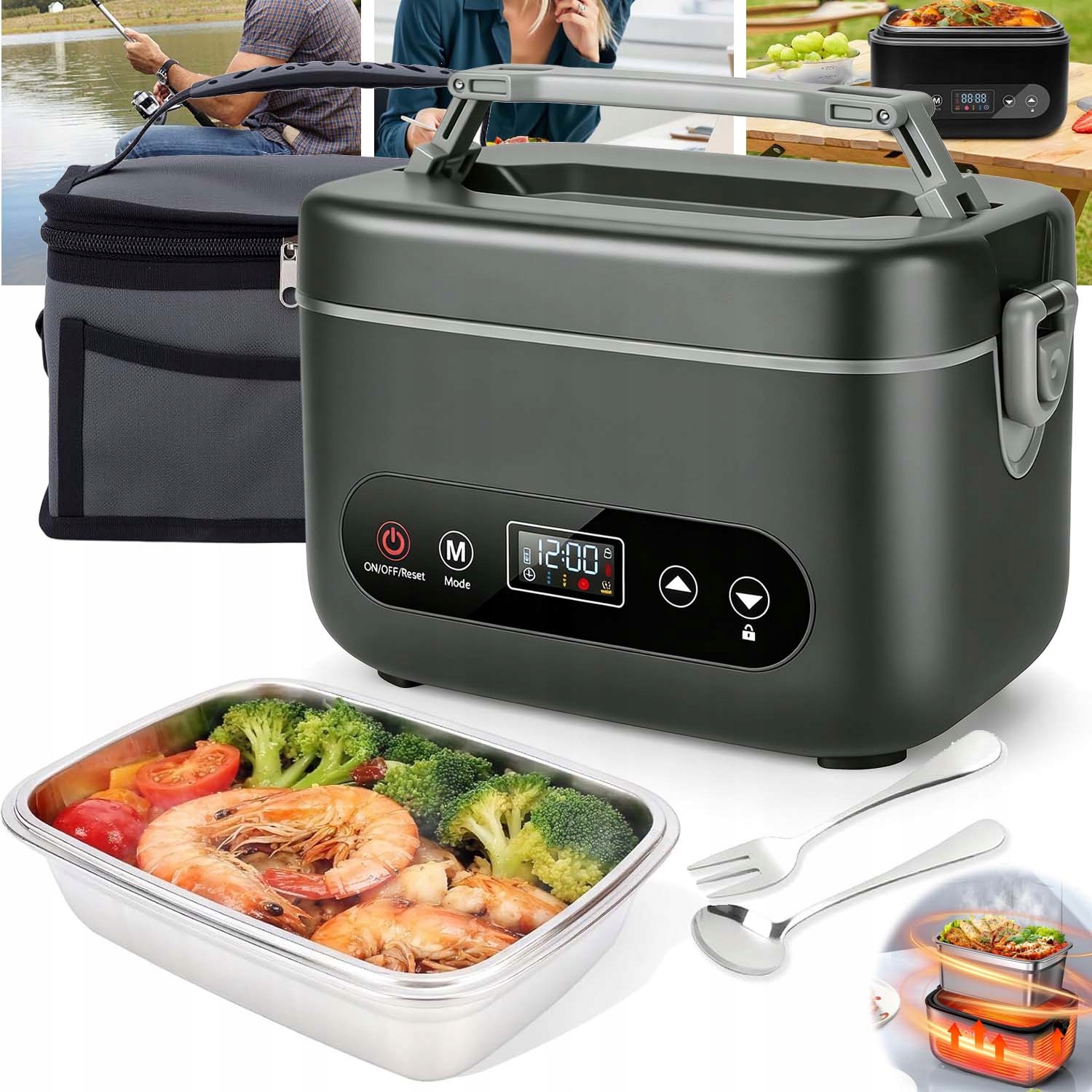 Elektrický Vyhřívaný Obědový Box 1.2 L S Vidličkou A Lžící Pro Domácí Auto