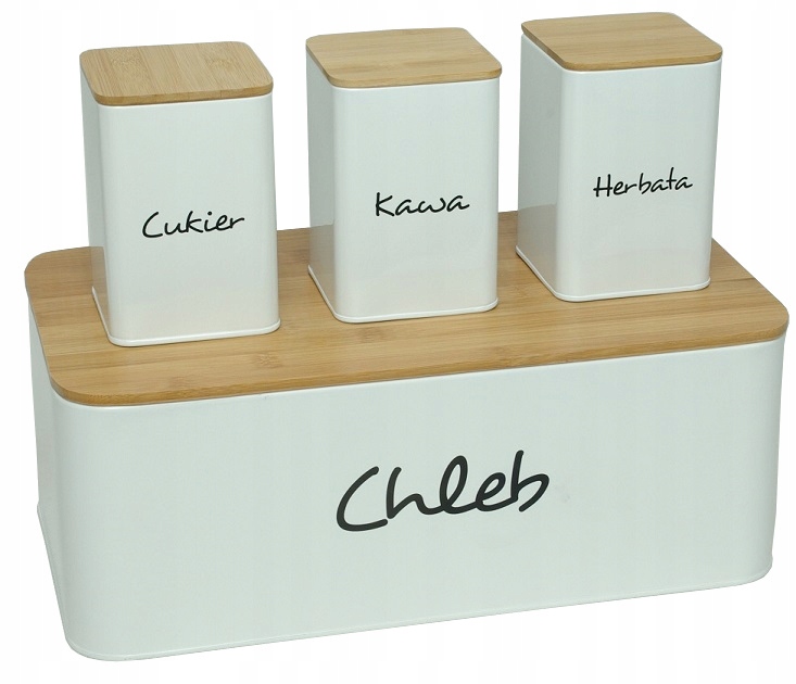 ZESTAW MAESTRA CHLEBAK POJEMNIKI STAL DESKA BAMBUS