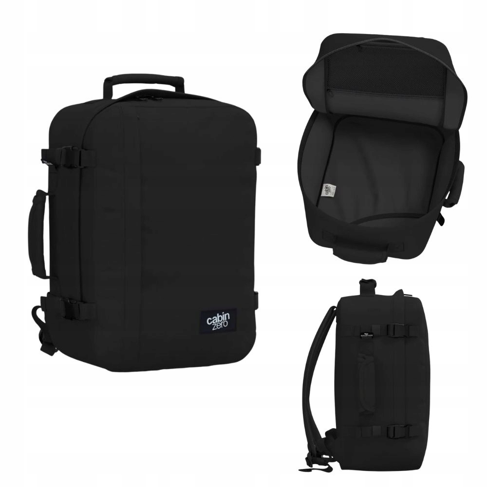 Lehký batoh 36 l CabinZero CZ17 Absolute Black, prostorný, odolný