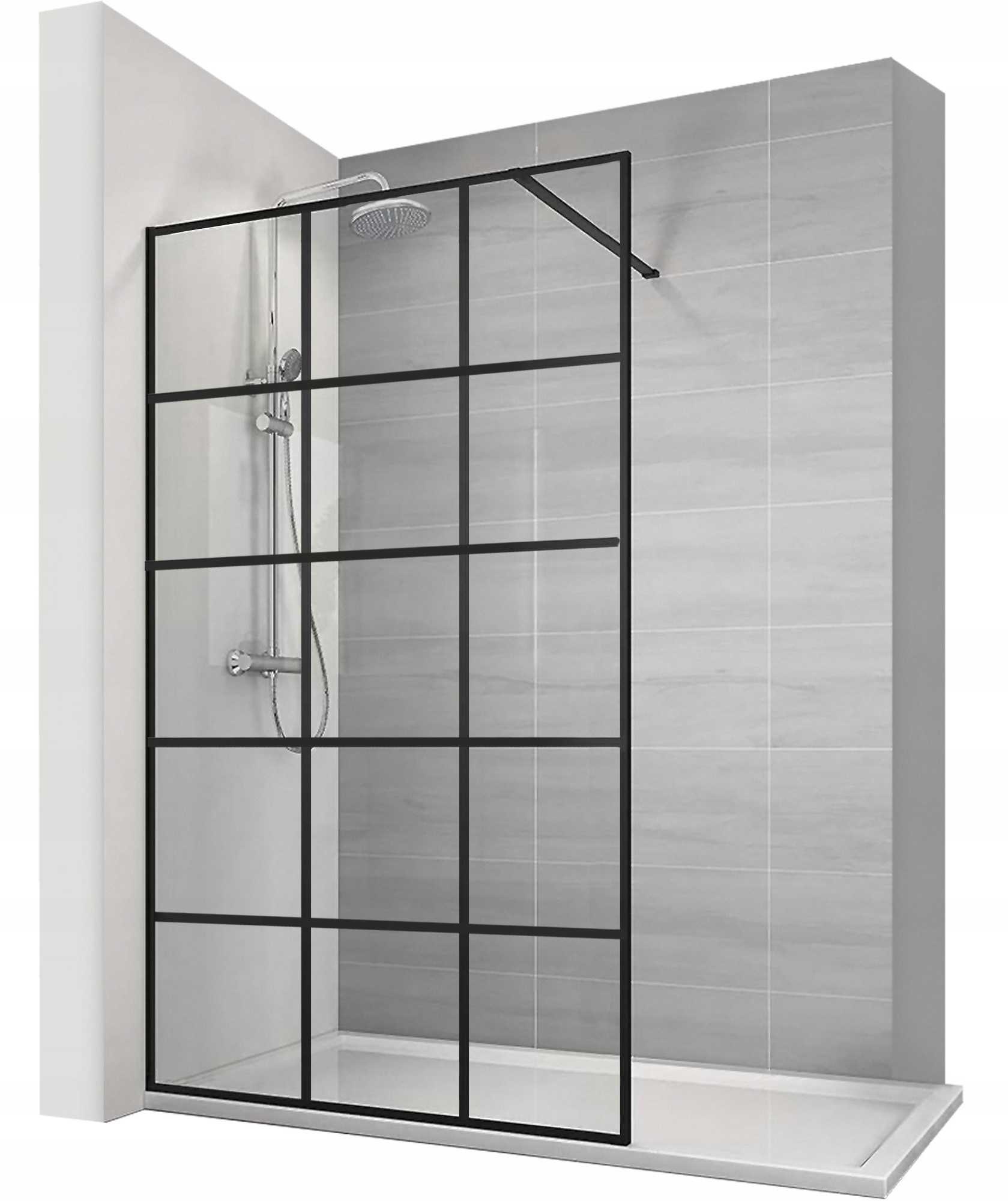 

Ścianka Prysznicowa Czarna Kratka 110x195 Soleo