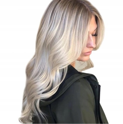 

Peruka popielaty Blond Ombre długie włosy fale