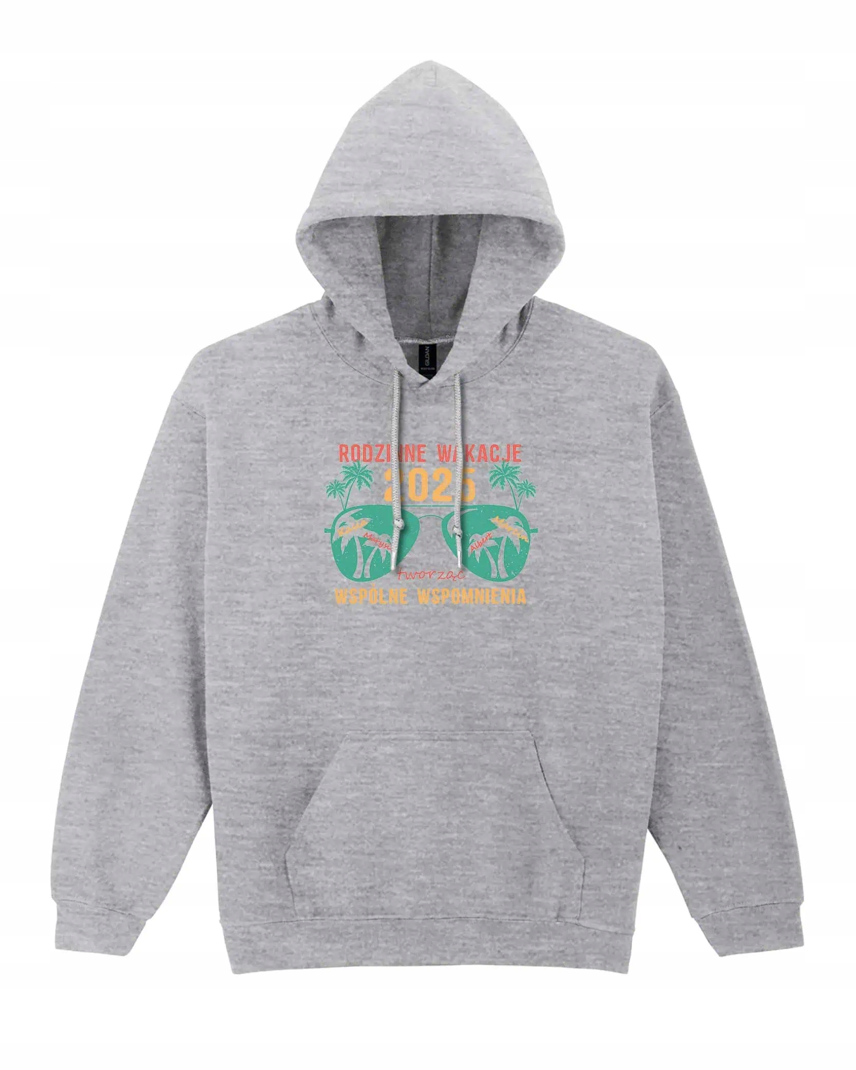 Mikina s kapucí Personalizovaná dovolená 2025 Rodina Šedá XXL