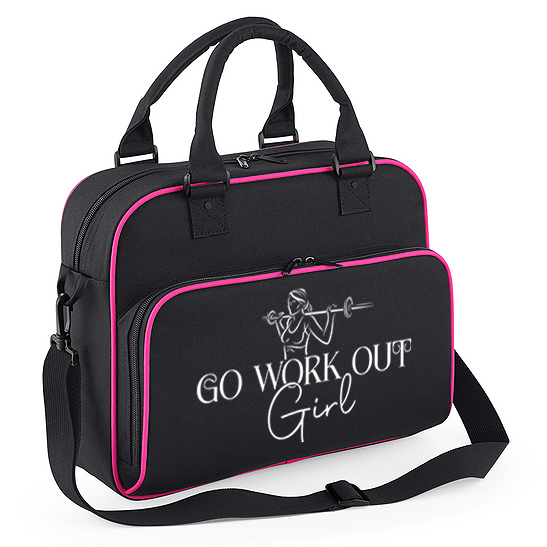 Torba Sportowa Różowo-Czarna Pojemna Na Pilates Fitness Yoga Go Work Out