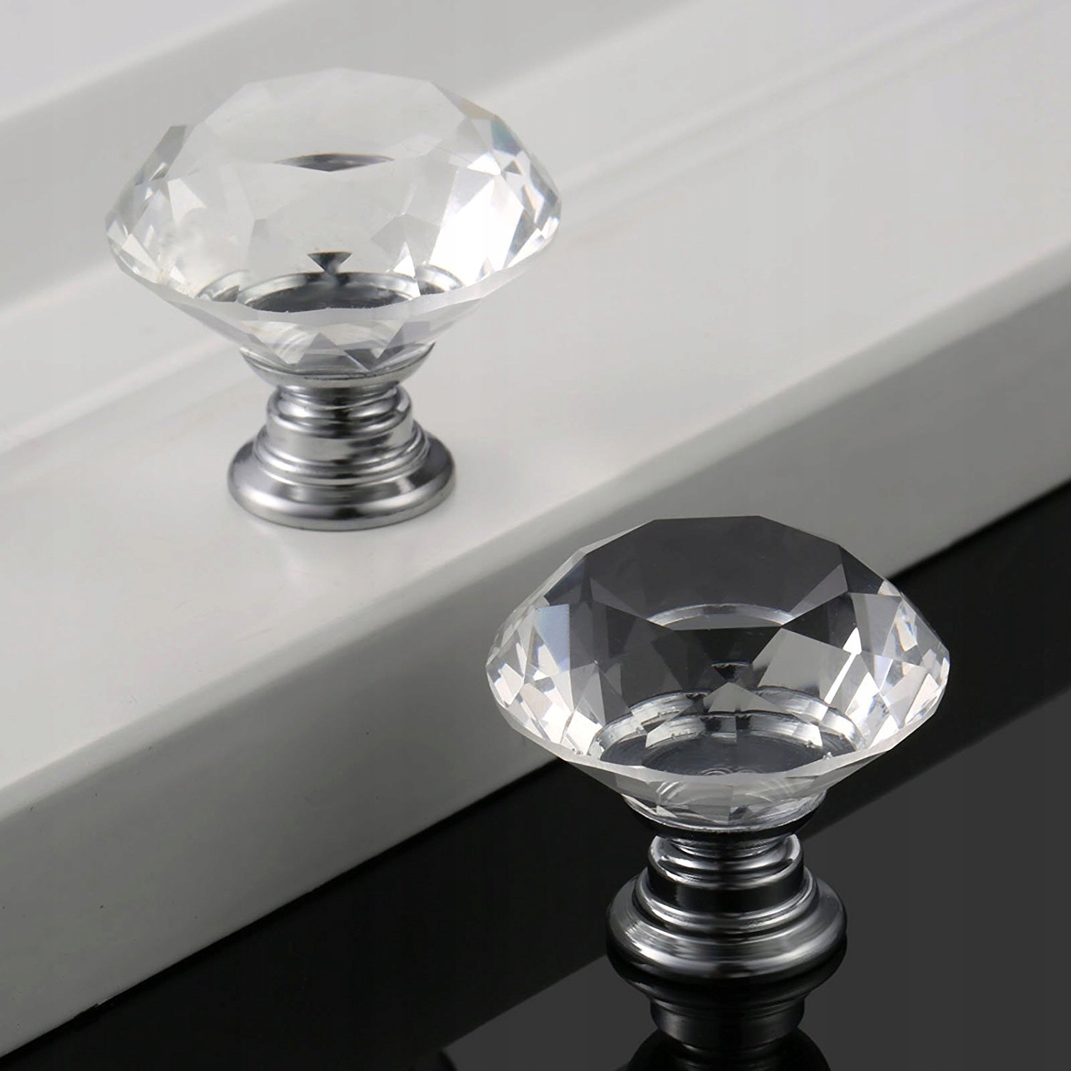 GAŁKA Meblowa KRYSZTAŁOWA 30mm KRYSZTAŁ brylant Kolor srebrny