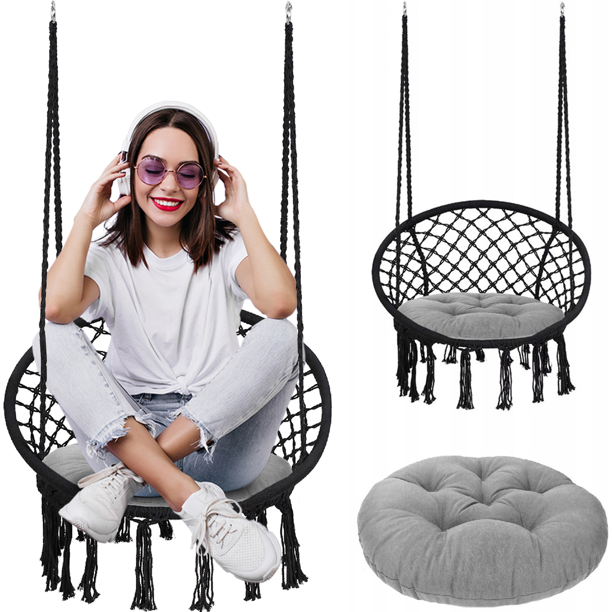 

Fotel Wiszący Bocianie Gniazdo Huśtawka Hamak Boho