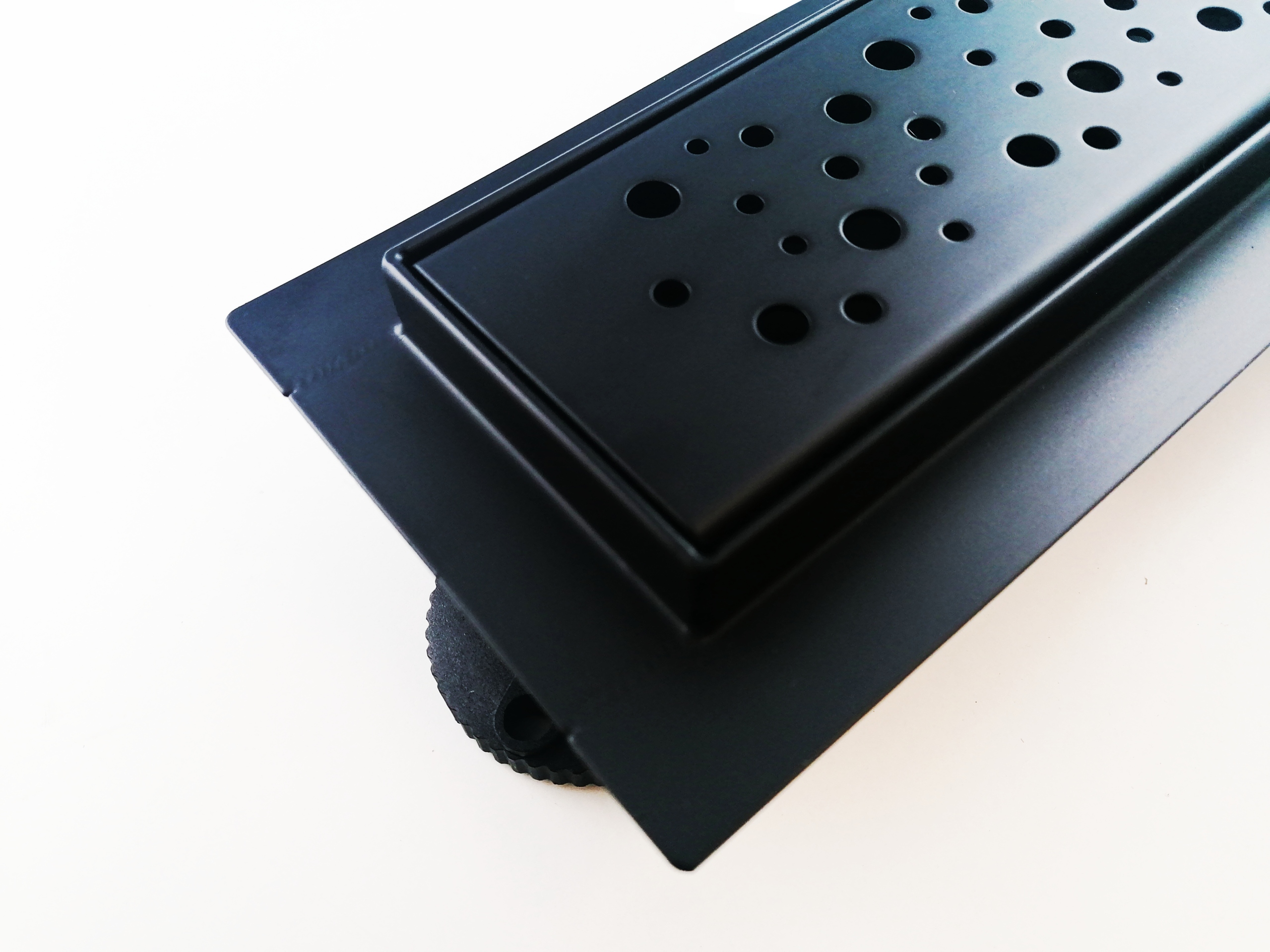 Sprchový odtok 120 cm nízky 52 mm vzor Kvapky Čierny