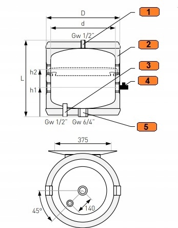ZBIORNIK BUFOROWY ZASOBNIK DO POMPY CIEPŁA 120L SG Kod producenta 70-127000