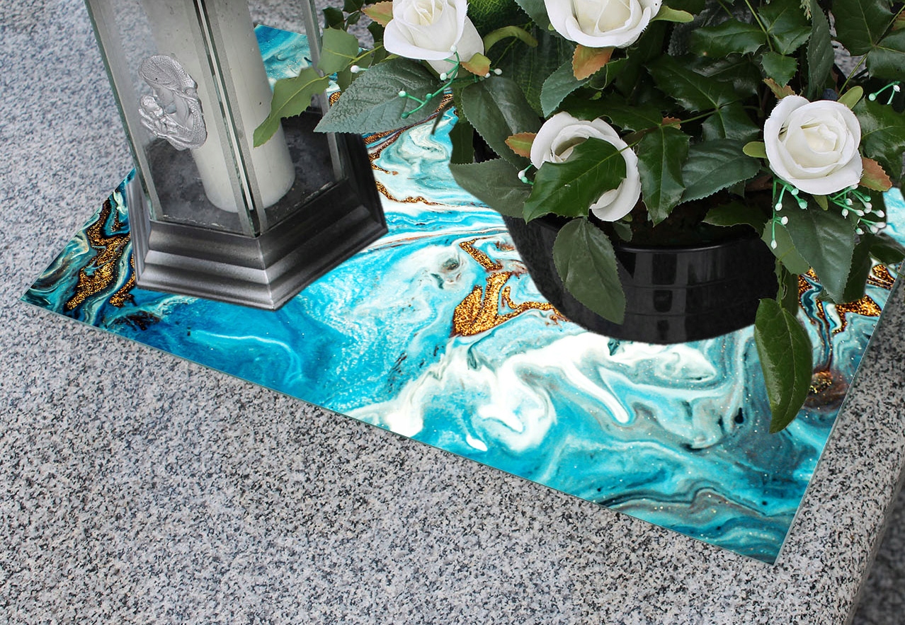 Podstawka na CMENTARZ ze wzorem na ZNICZE KWIATY szkło HARTOWANE 30x22cm Długość 22 cm