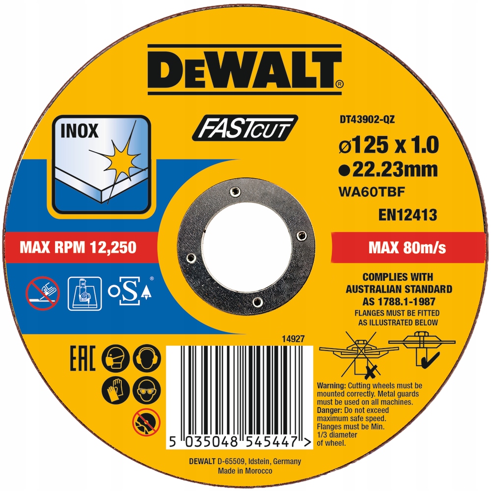 DEWALT DT43902 TARCZA DO CIĘCIA METALU 125x1,0mm