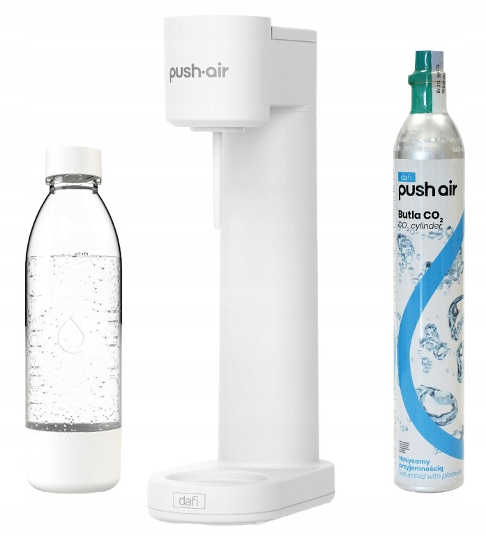 Pushair výrobník sody Dafi Bílý/Stříbrný CO2 bombička láhev 0,7