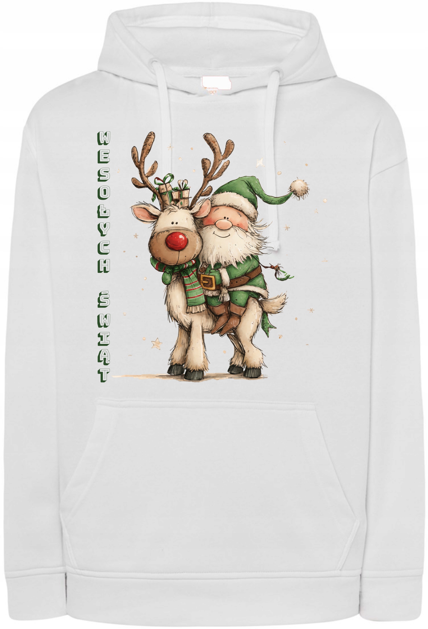 Mikina s kapucí Vánoční potisk s Mikulášem a Sobíkem r.XL