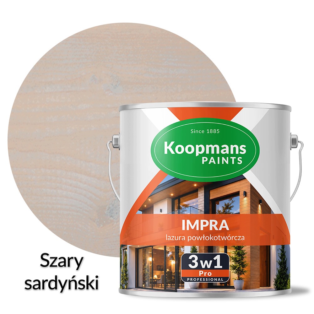 Koopmans Impra 3v1 Pro Lazura na fasádní dřevo 020 Šedá sardinská 2,5L