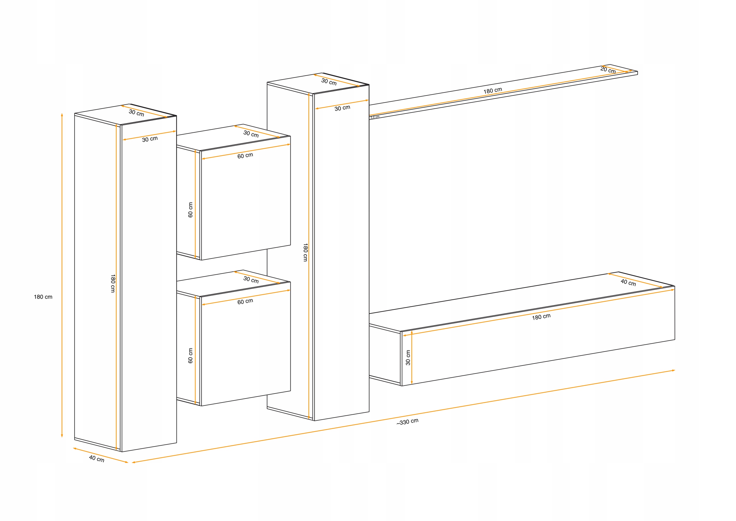 MEBLOŚCIANKA SWAP VI - WW, W. POŁYSK PVC Marka ASM