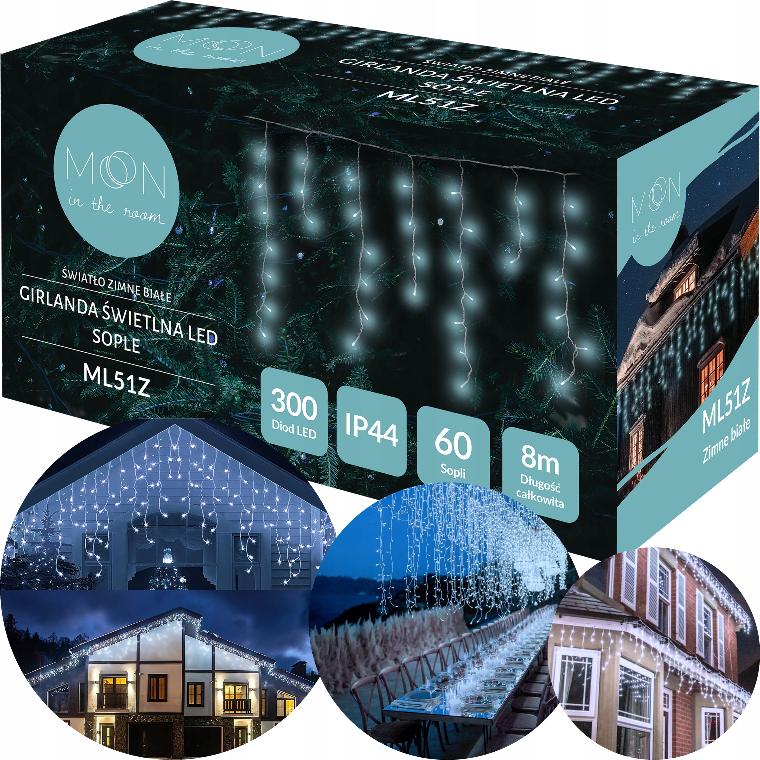 

Sople Flash Led Lampki Zewnętrzne 8 Metrów 300LED