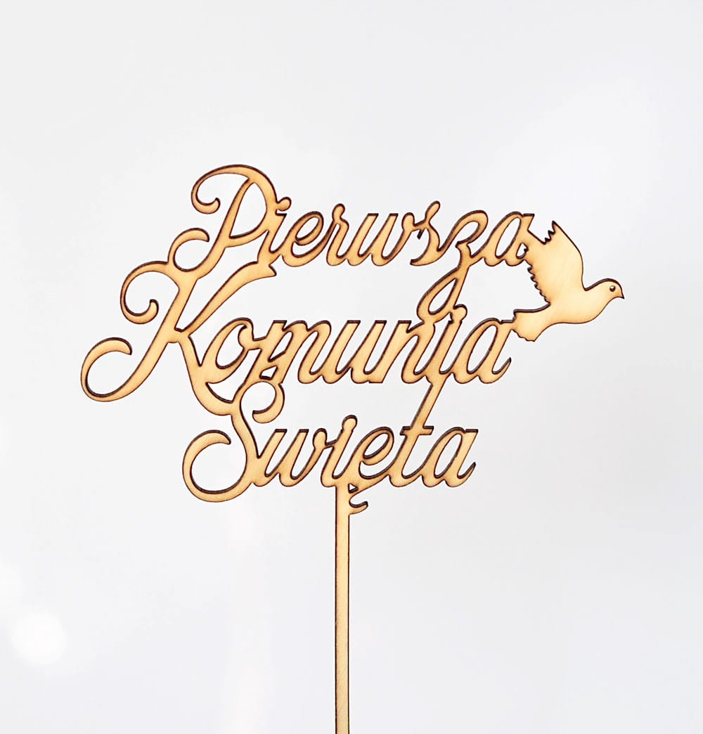 

Komunijny topper z gołąbkiem na Pierwszą Komunię