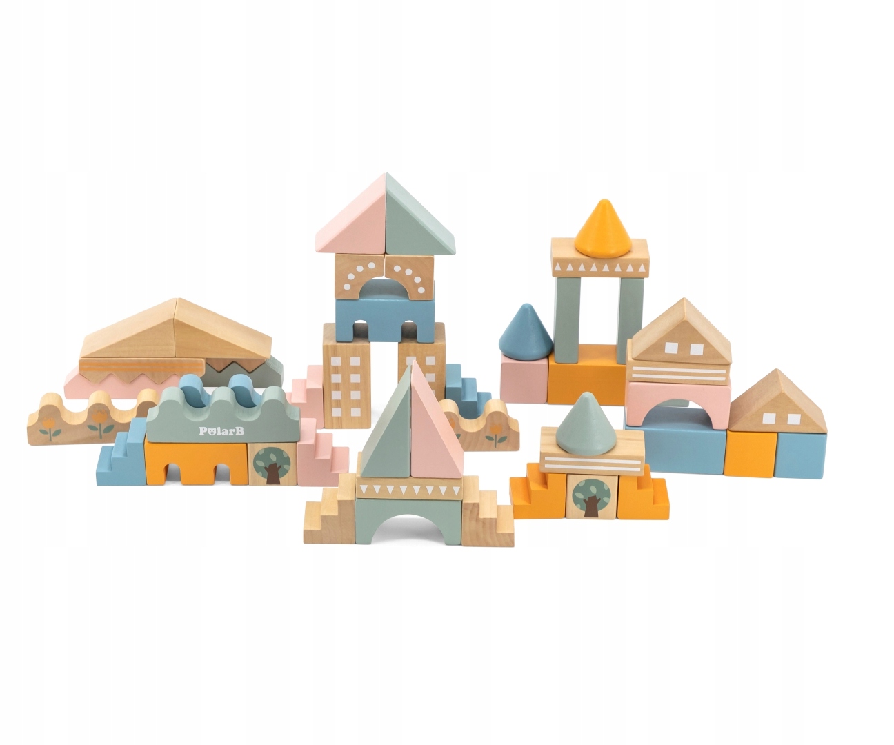 KLOCKI DREWNIANE W WIADERKU zestaw klocków MIASTO CITY 50 sztuk VIGA PolarB Marka Viga