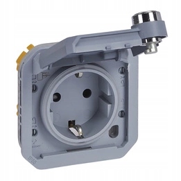 Nové Plexo Schuko zásuvka s klíčem, svorkami, šedým mechanismem Legrand 069574L