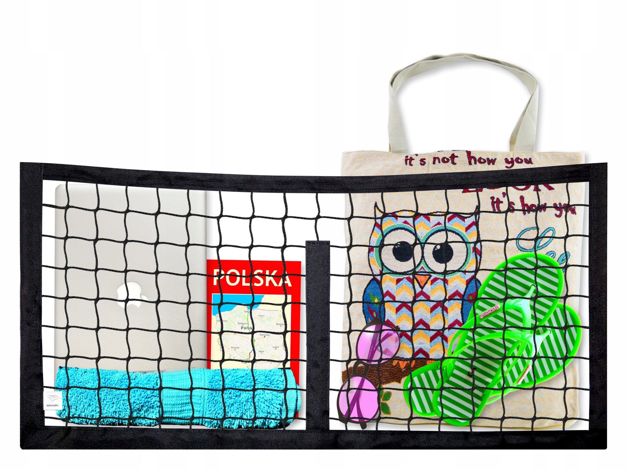 SIATKA DO BAGAŻNIKA 40x80 KIESZEŃ DZIELONA NA RZEP Producent Autosiatki