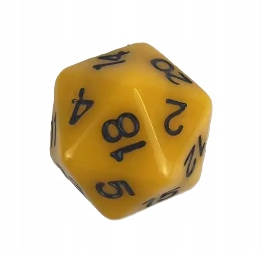 ZESTAW 2 KOSTEK K20 RPG ŻÓŁTA KOŚĆ DWUDZIESTOŚCIENNA Liczba ścian 20