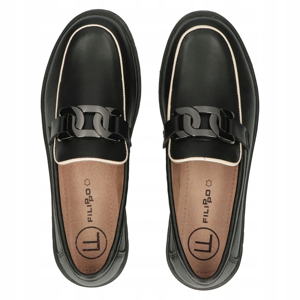 Skórzane półbuty na platformie mokasyny Filippo Wzór dominujący bez wzoru