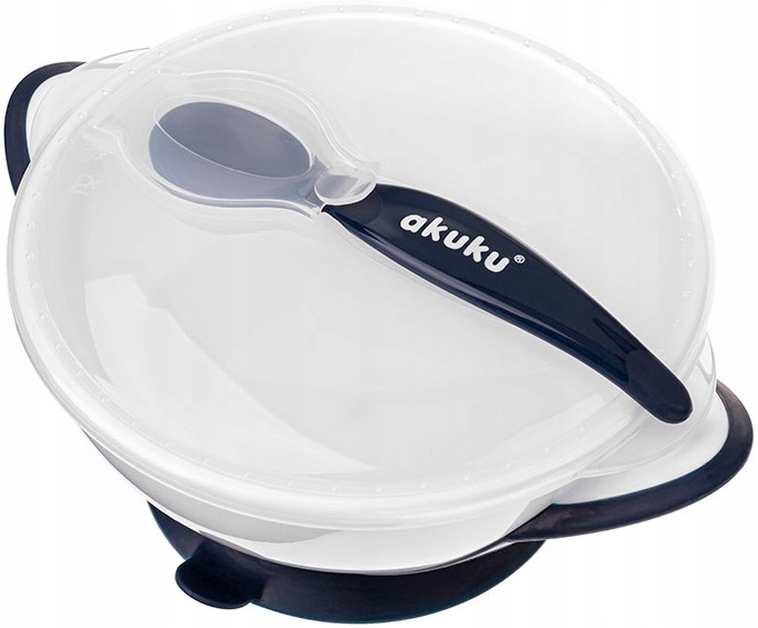 AKUKU MISECZKA Z PRZYSSAWKĄ POKRYWKA + ŁYŻECZKA