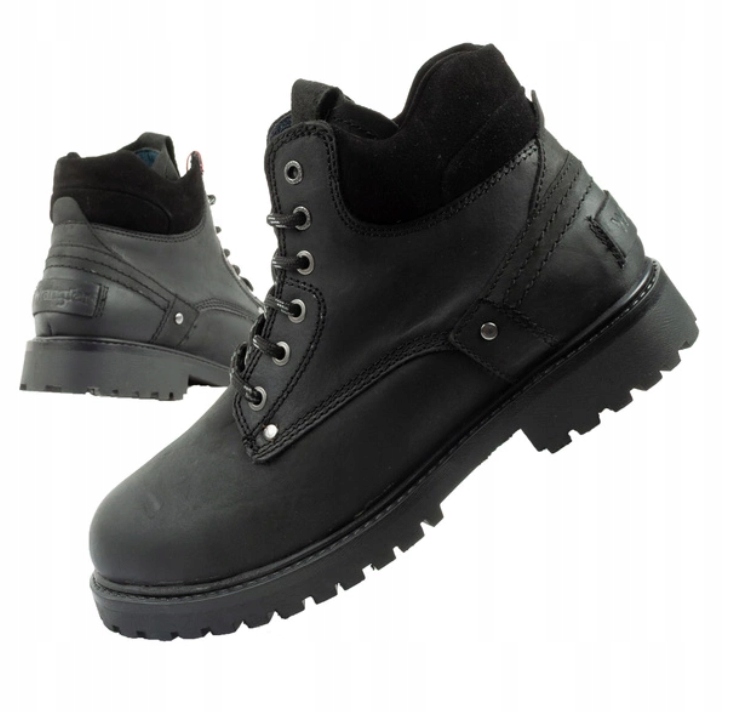 Wrangler Yuma pánské boty kotníkové kotníkové boty kožené polobotky černé vel. 46