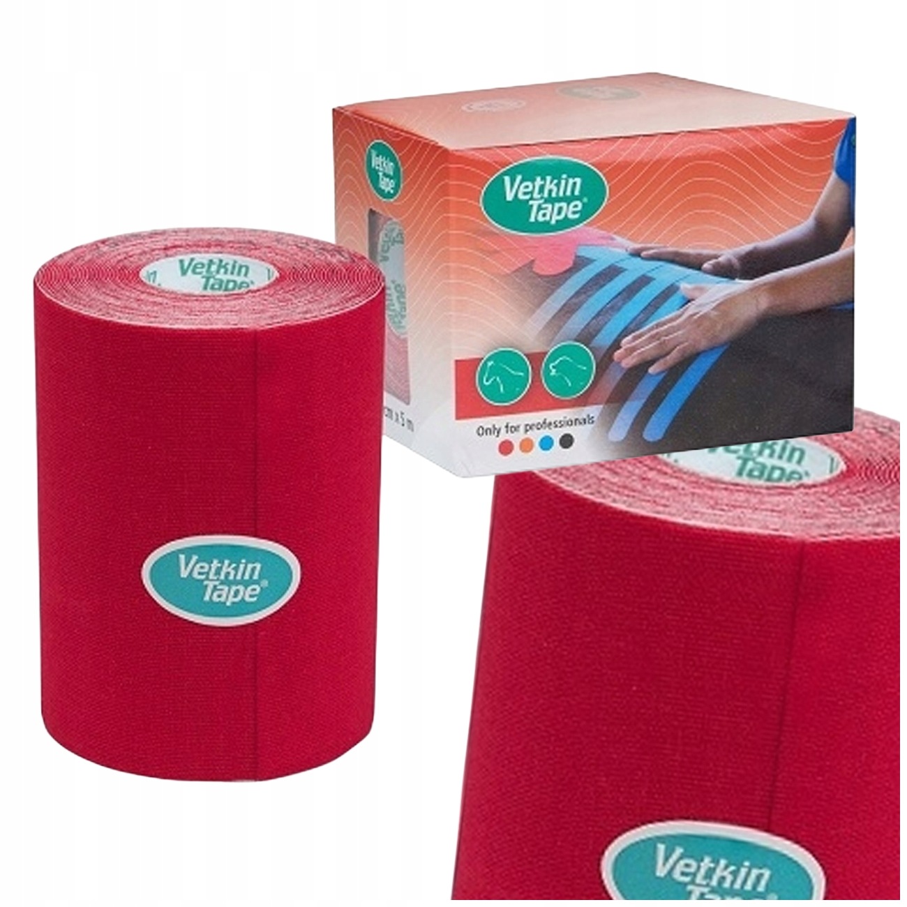 Taśma do tapingu dla zwierząt VetkinTape 10 cm x 5 m czerwona