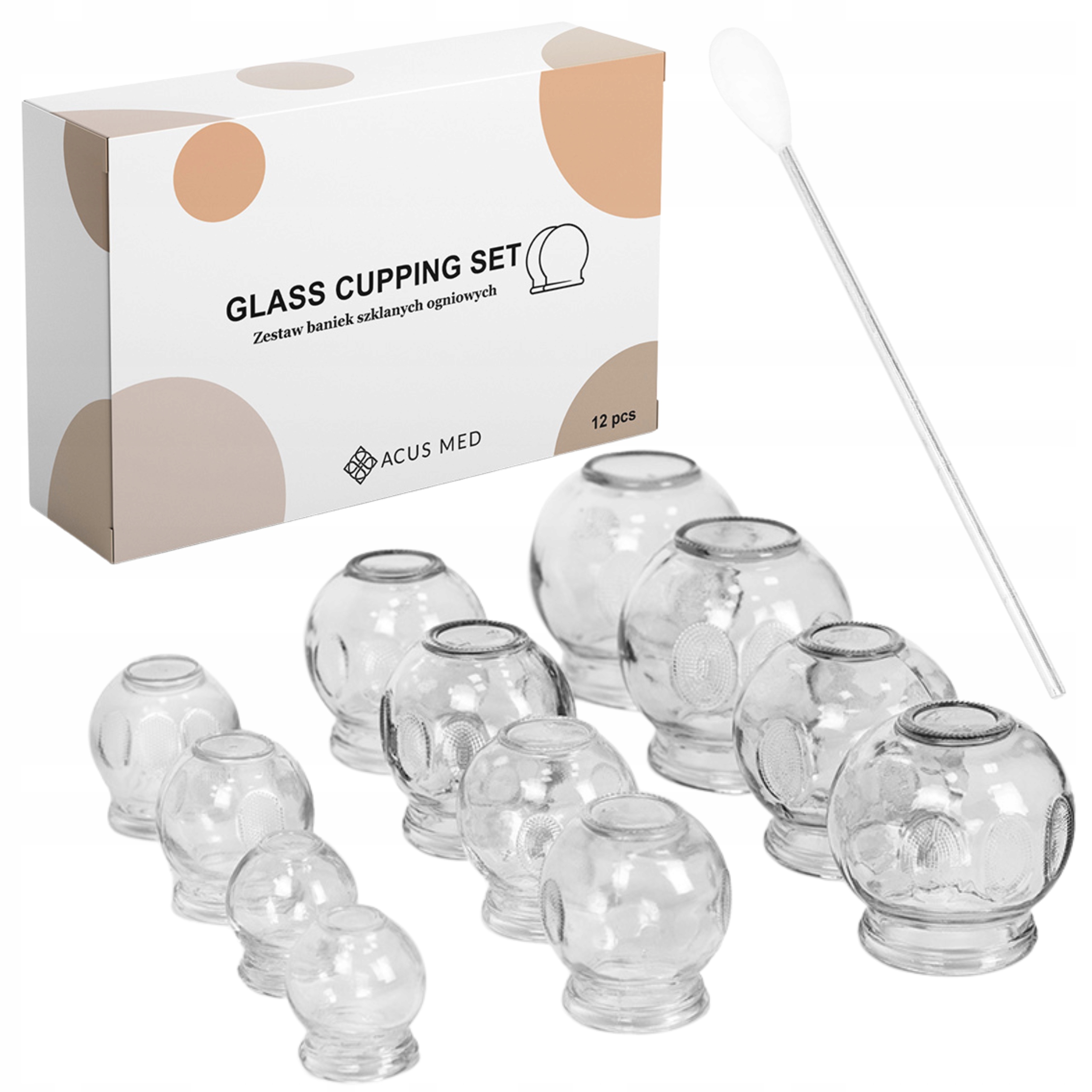 Bańki Ogniowe Szklane Bezbarwne Zestaw 12 Szt Kwacz Acus Med