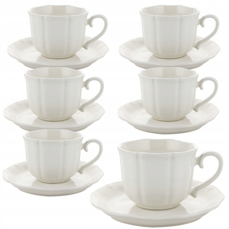 6 X Šálek S Podšálkem Na Čajovou Kávu 250 ML Porcelán Etera Set