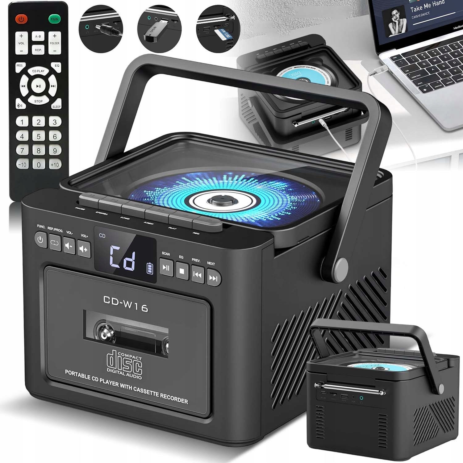 Stolní CD Přehrávač Hifi Bluetooth Reproduktor MP3 Led Převodník Karet Tf