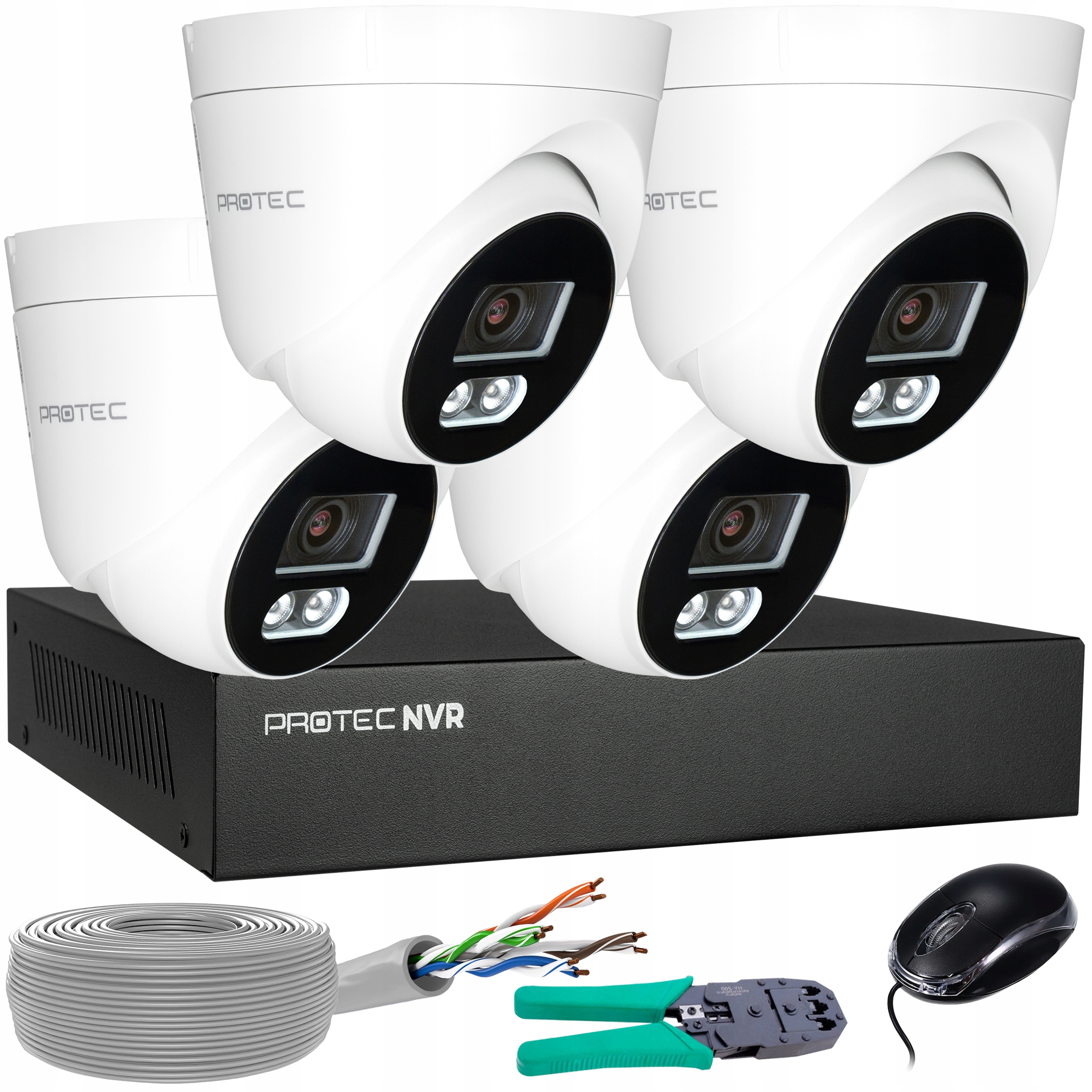 Zestaw Monitoringu 4 Kamery Ip 8MP 4K Poe Detekcja Ludzi bez hdd