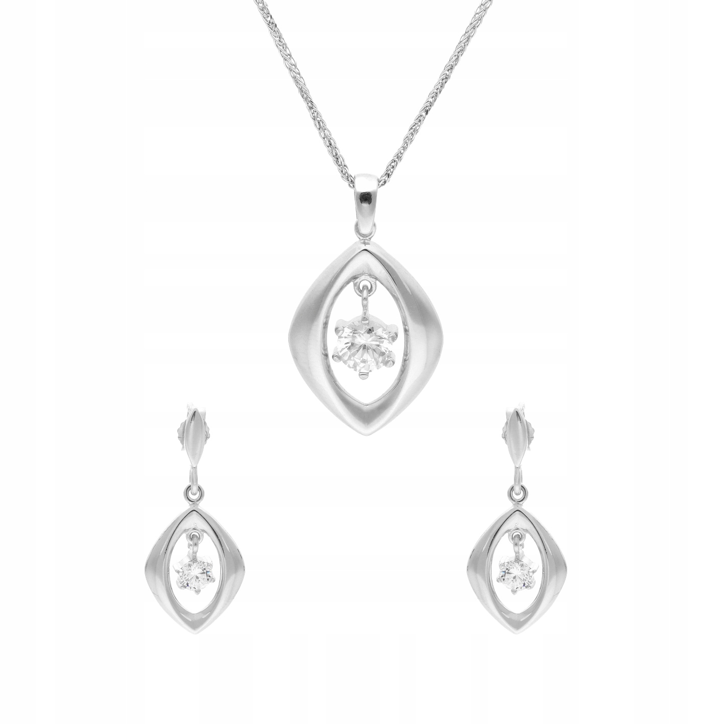 Komplet s zirkony a slzami stříbro