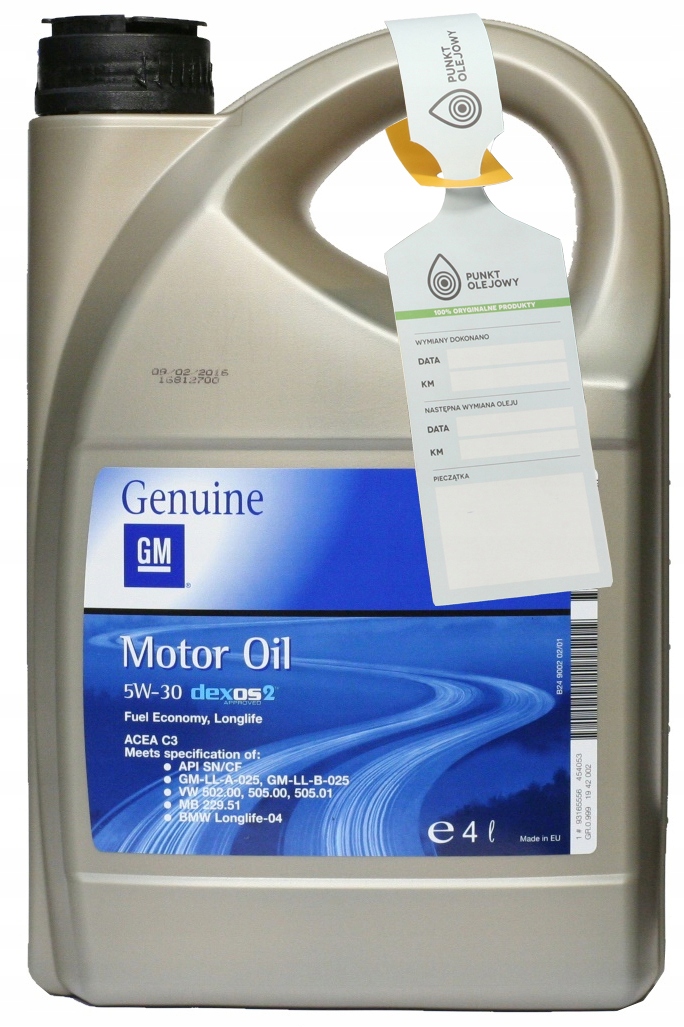 Engine oil General Motors dexos 2 longlife 5W30 5L made in EU