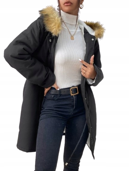 Emery Rose Dámská Černá Zimní Bunda Parka L V7C