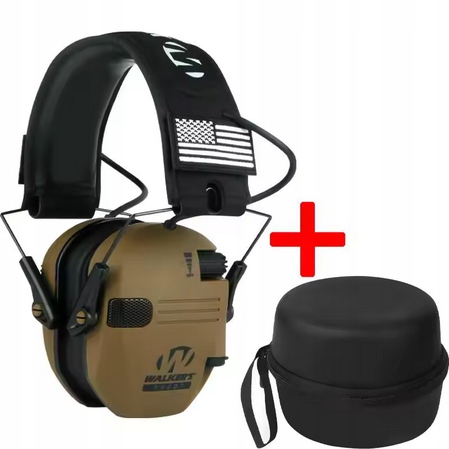 Walkers Razor Cyfrowe Aktywne Słuchawki ochrona słuchu Brązowe Etui