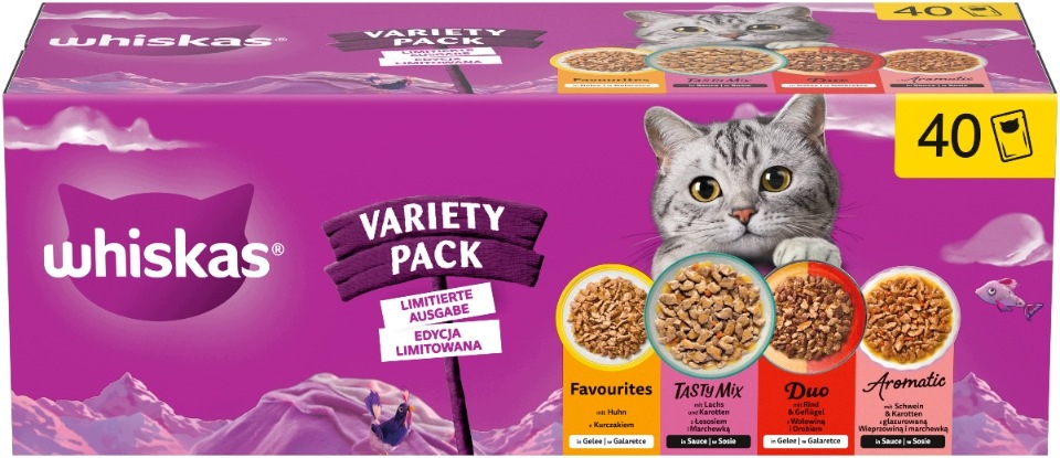 Whiskas Variety Pack mokra karma dla kota w sosie i galaretce 40 x 85g