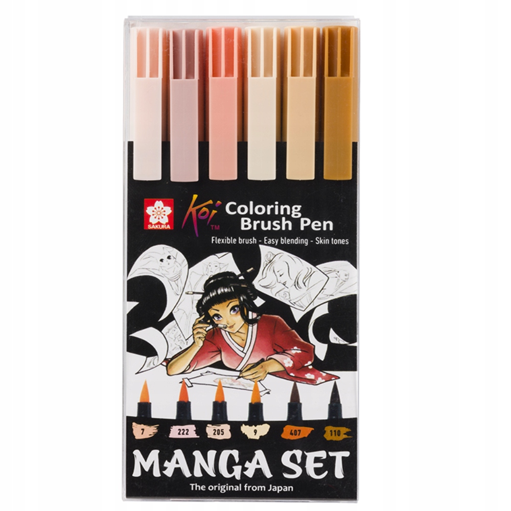 Tenkopisy Brush Pen Manga Set Koi skin tones Sakura