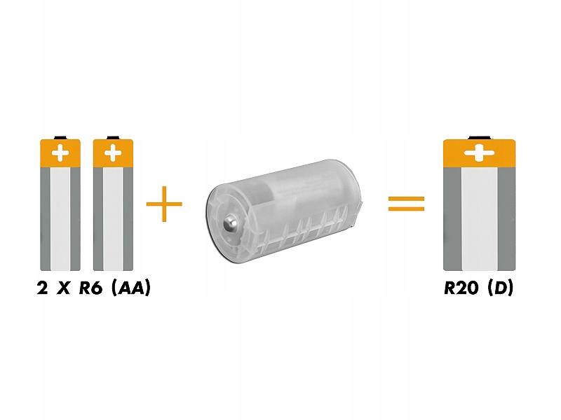 1 szt. Adapter baterii 2 x AA / R20. Marka Lamex