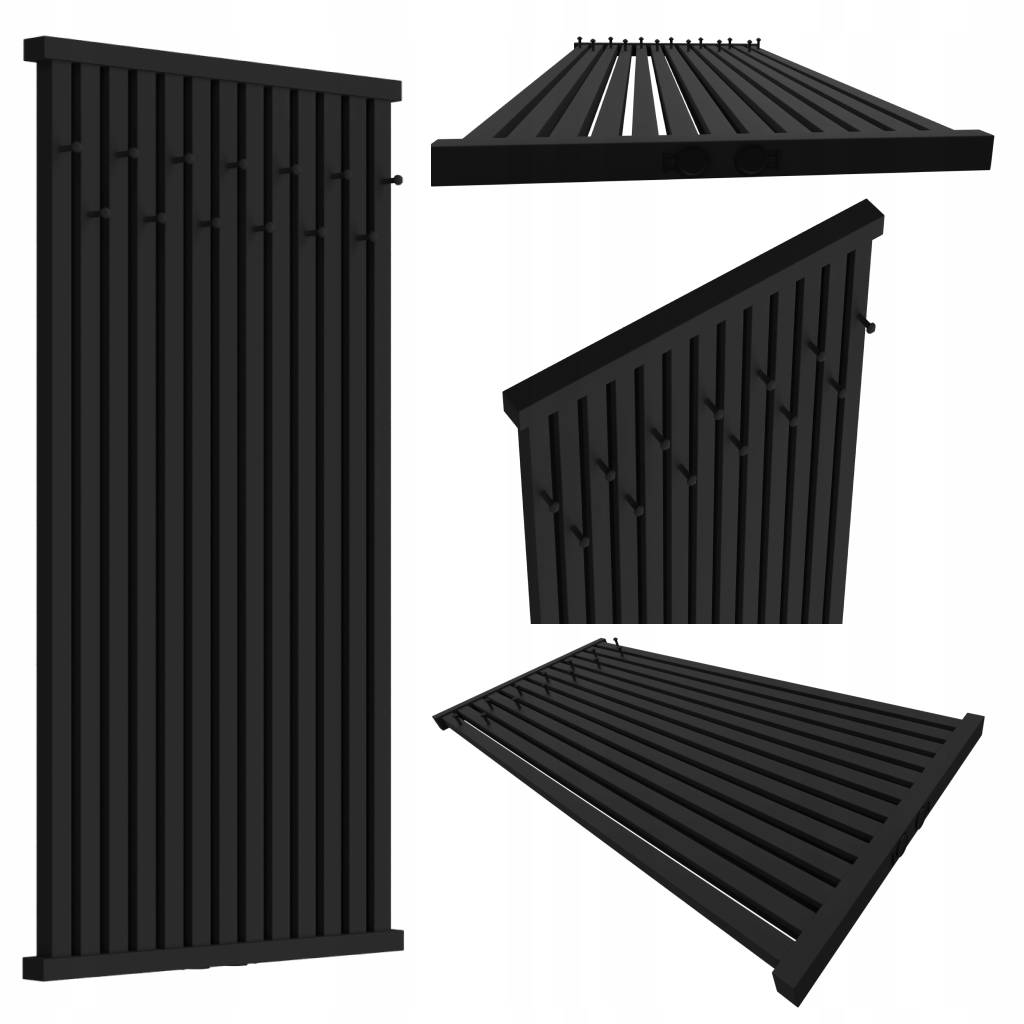 Dekorativní radiátor s věšáky Radiator Hook 120x61 Černý Mat