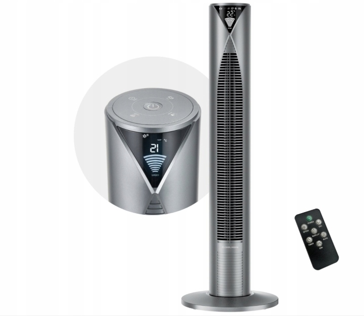Stojací vežový ventilátor s diaľkovým ovládaním a čističkou vzduchu, moderný