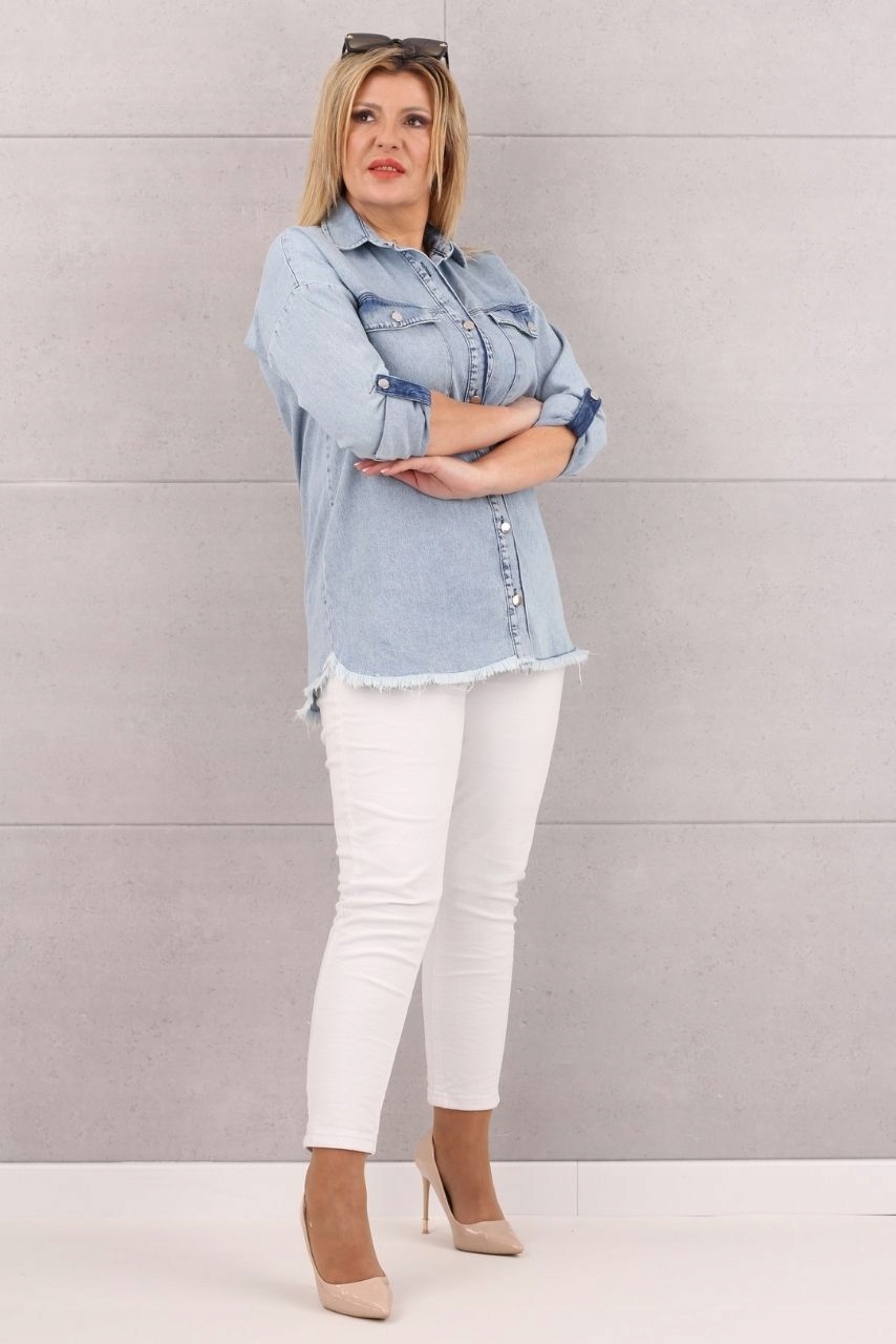 KOSZULA JEANSOWA DAMSKA BAWEŁNIANA DŁUGA MODNA KLASYCZNA ROZMIARY Kolekcja M L XL XXL XXXL 2XL 3XL 4XL