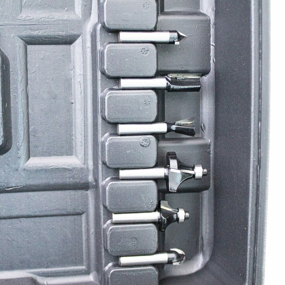 Frezarka do krawędzi 1200W 12 głowic w walizce górnowrzecionowe komplet Uchwyt narzędziowy (mm) 6 8