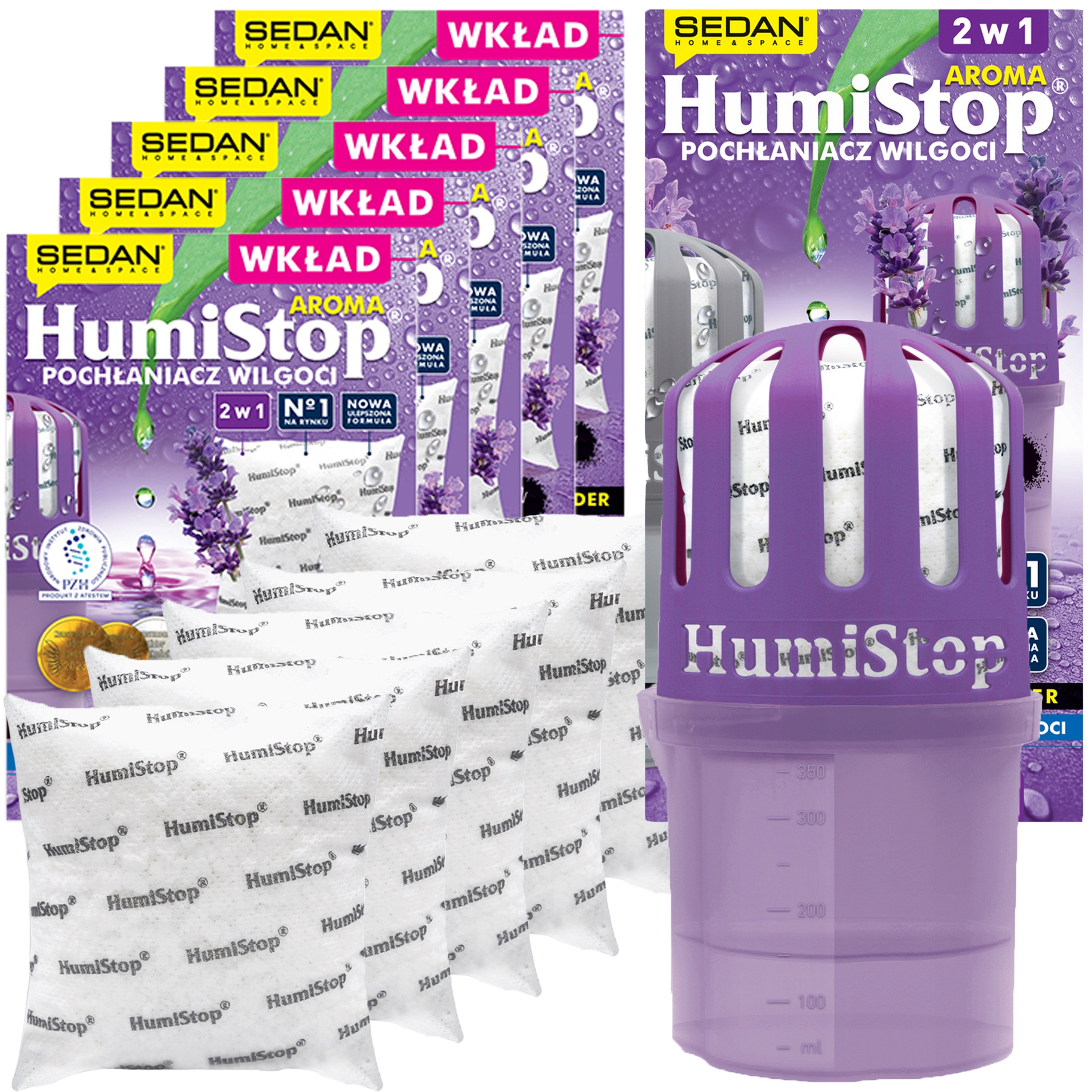 Pohlcovač Vlhkosti Humistop S Náplní 5 Vložek Zásoba 280 g Vůně Levandule