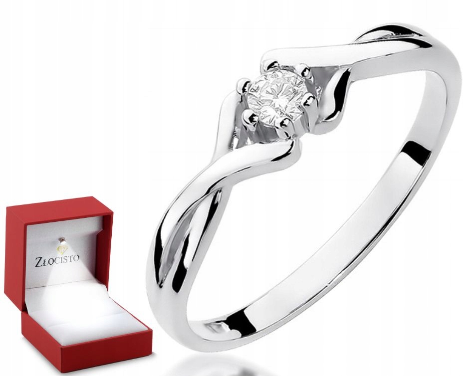 Pierścionek z brylantem 0,08 ct białe złoto 0,585