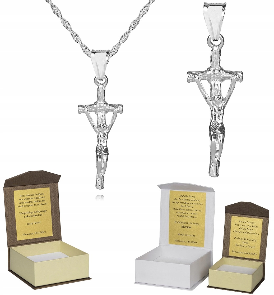 925 Stříbrný řetízek s křížkem Dedikace 40 cm S1K19