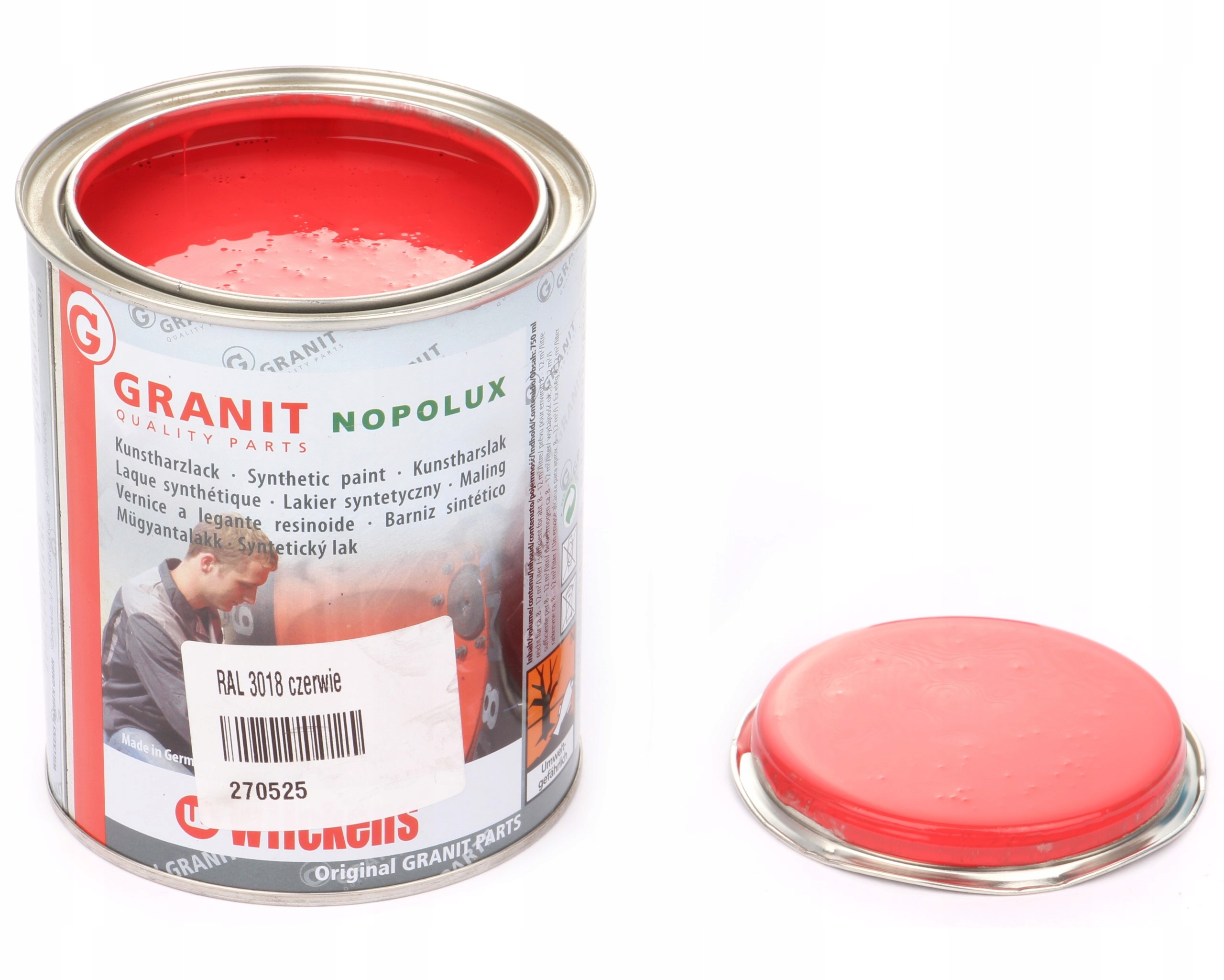 lak, barva pro stroje RAL3018 1l Wilckens Granit