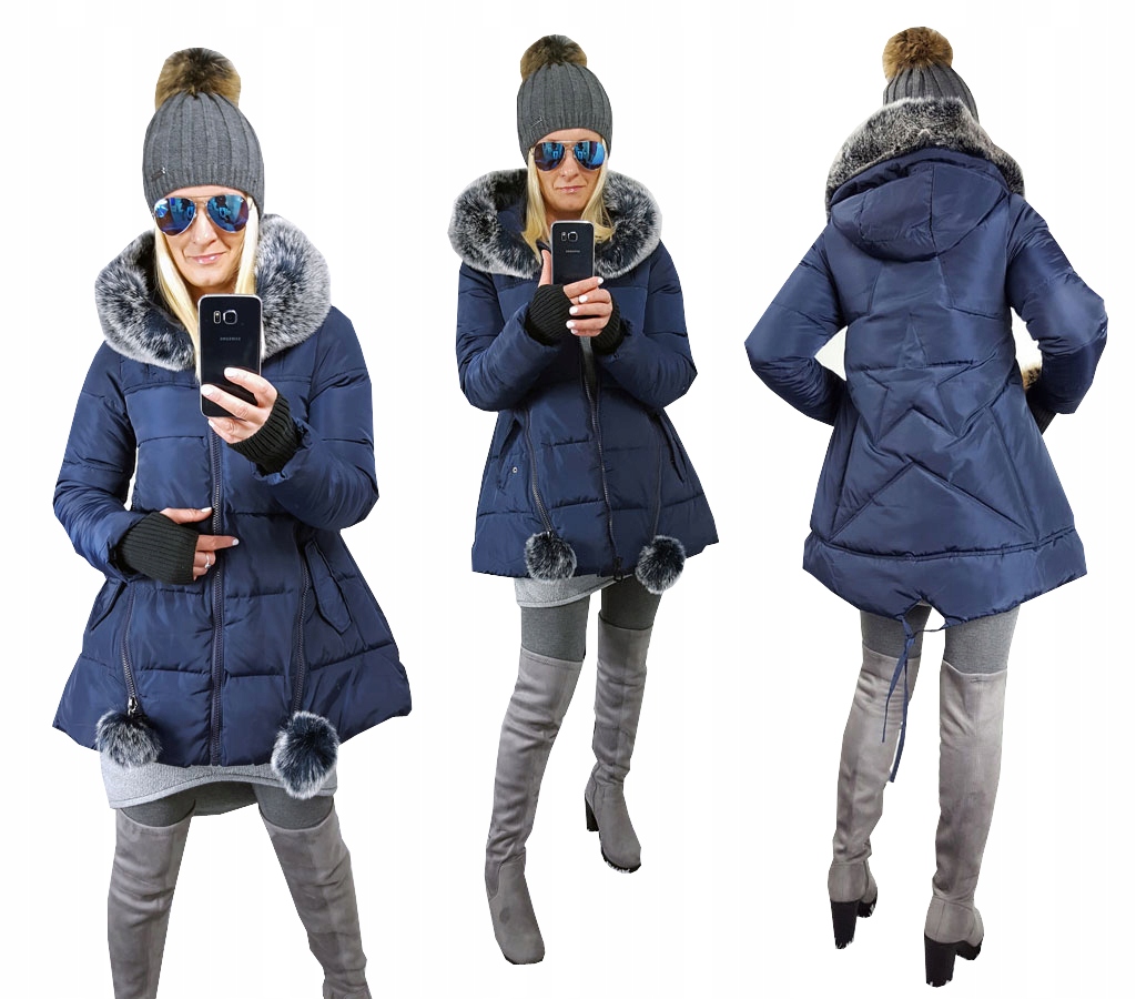 

Asymetryczna Kurtka Parka Gwiazda Kaptur Futerko S