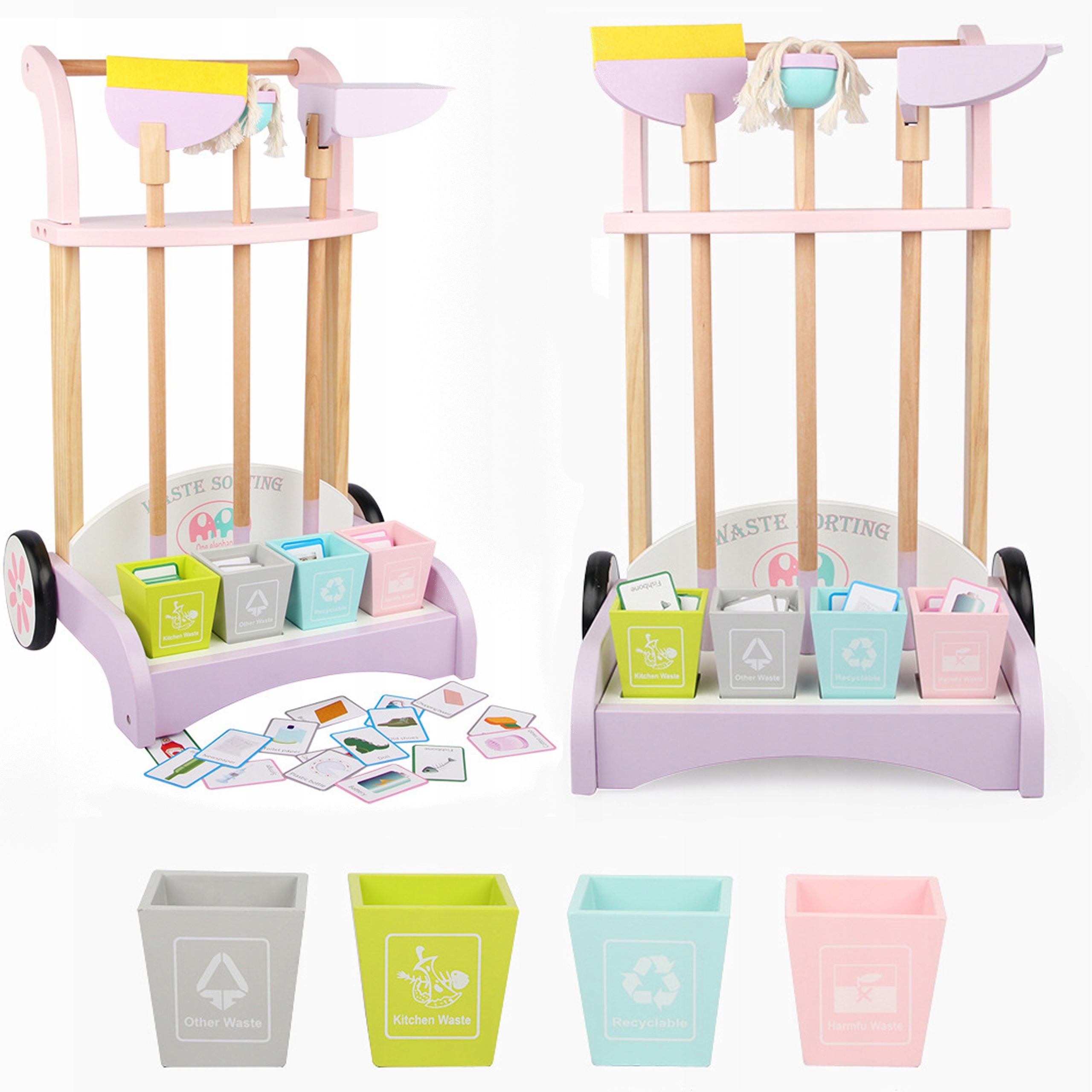 Dřevěná Sada Na Úklid Mop Metla Smetáček Lopatka Pro Děti Eko