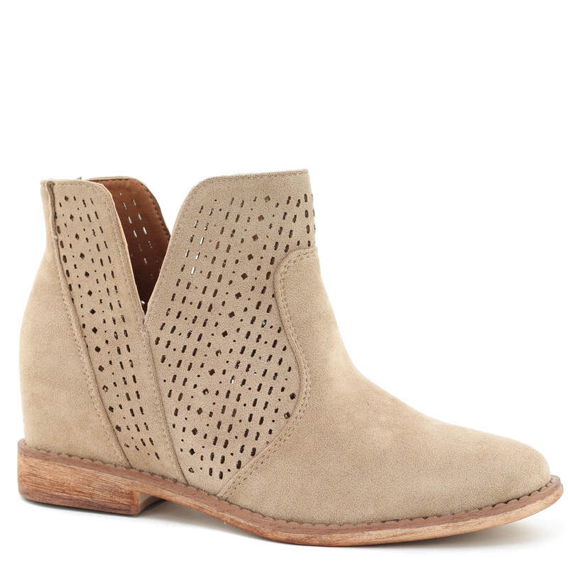 

Beżowe Botki Ażurowe Zamsz Wiosenne A3733-63 r.38